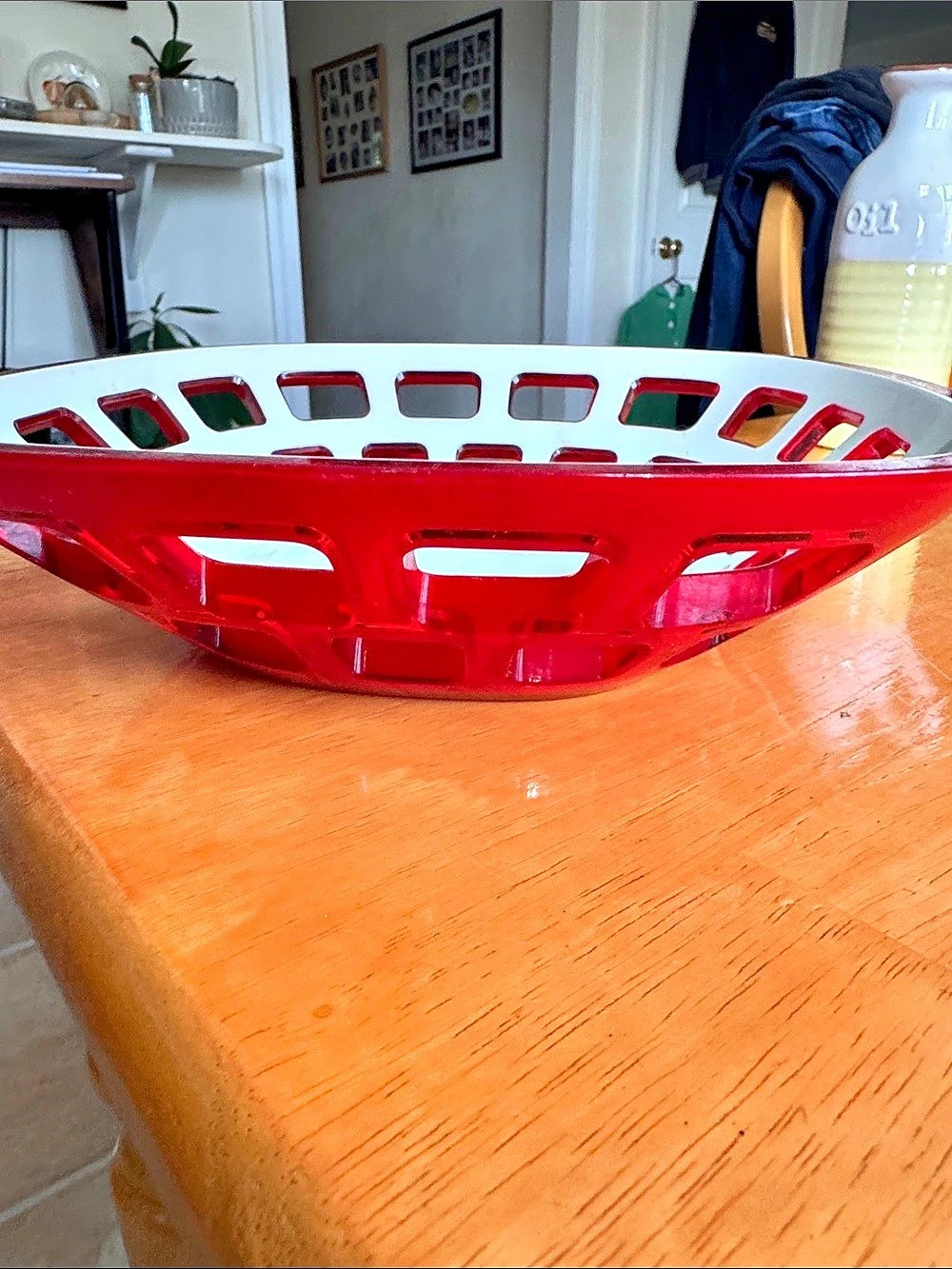 Red & White Melamine or Thick Plastic Kitchen Basket